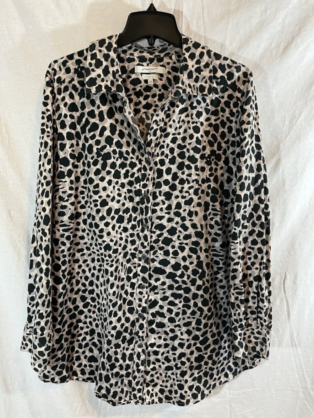 Foxcroft Women’s 18W Black & Beige Leopard Print Cotton Tunic